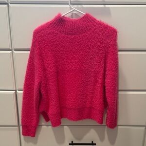 Vici Vibrant Pink Fuzzy Turtleneck Sweater